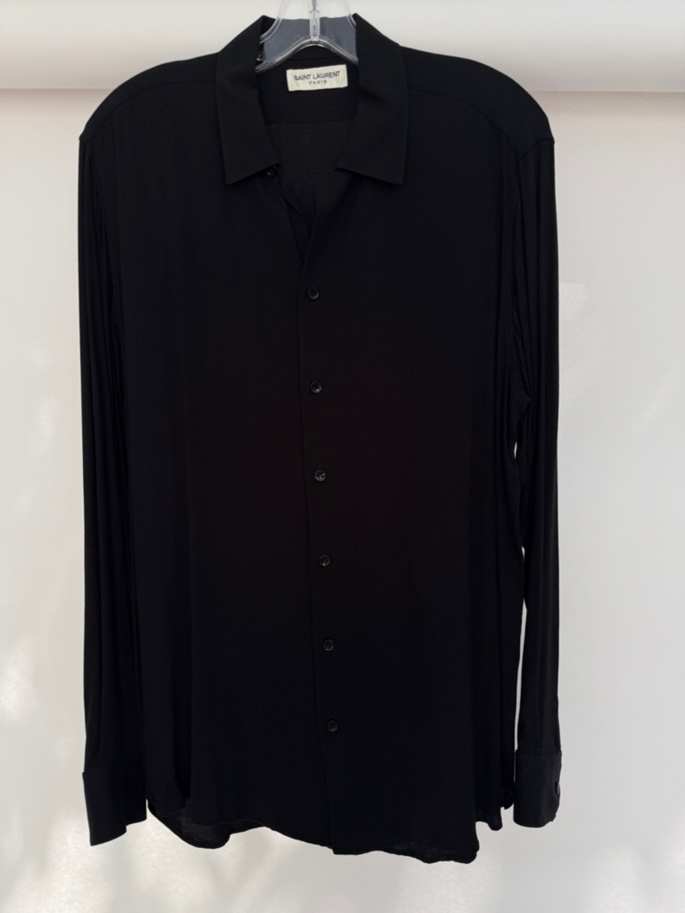Saint Laurent Paris Black Men's Long-Sleeve Button-Up Shirt